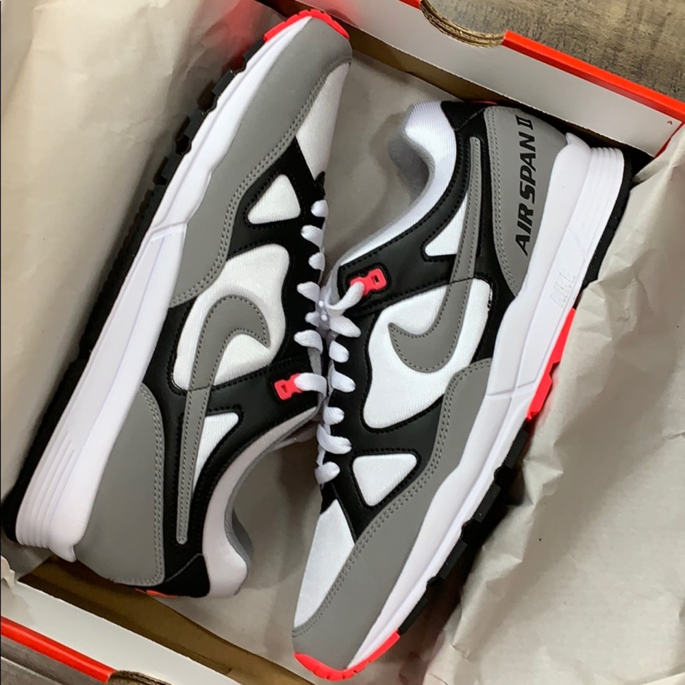 NIKE AIR SPAN II black/dust-solar red white men’s - Picture 6 of 16